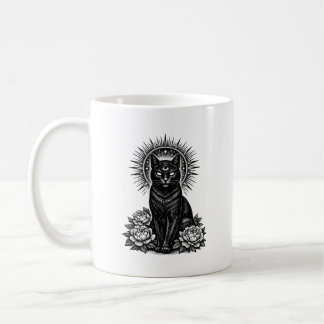 The Mystic Feline - Third Eye Cat Woodcut Kaffemugg