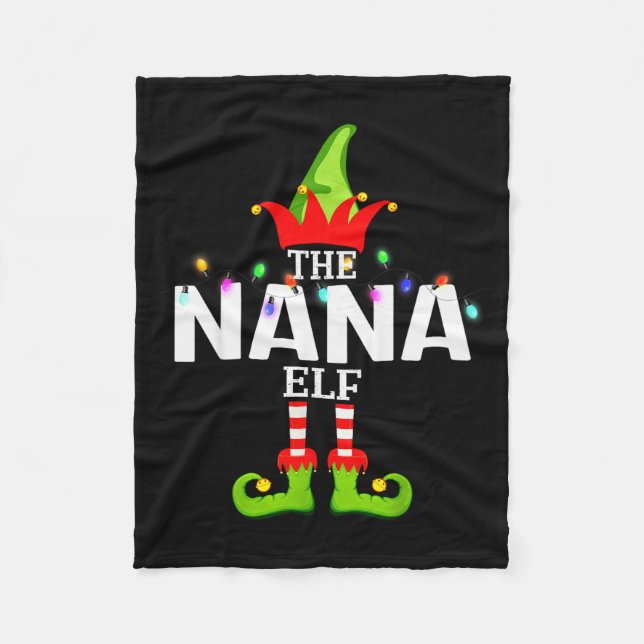 The Nana Elf Christmas Matching Pajamas  Fleecefilt (Framsidan)