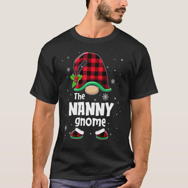 The Nanny Gnome Buffalo Plaid Christmas Matching F T Shirt (Framsida)
