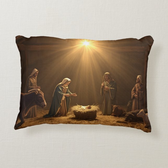 “The Nativity Scene" Christmas Pillow Prydnadskudde (Baksidan)