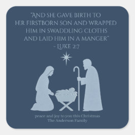 The Nativity Sticker – Birth of Jesus Manger Scene Fyrkantigt Klistermärke