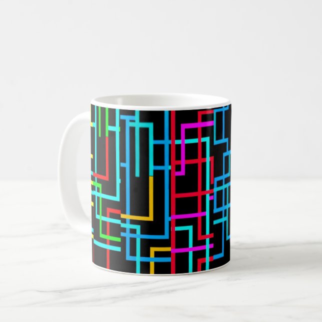 The Neon Retro Grid Kaffemugg (Framsida vänster)