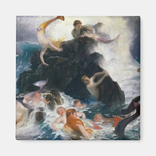 The Nereides Play, 1886 av Arnold Bocklin Magnet (Framsidan)
