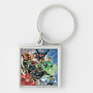 The New 52 - Justice League #1 Fyrkantig Silverfärgad Nyckelring