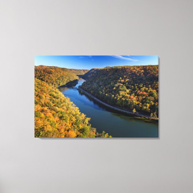 The New River Gorge vid Hawks Nest State Park Canvastryck (Framsida)