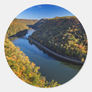 The New River Gorge vid Hawks Nest State Park Runt Klistermärke
