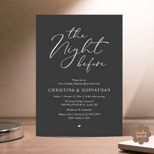 ”The Night Before” Kolgrå Rehearsal Dinner Inbjudningar