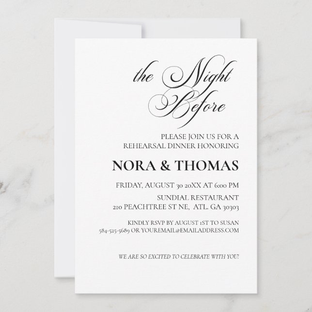 The Night Before Rehearsal Dinner Invitation Inbjudningar (Framsida)