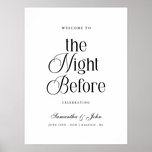 The Night Before Rehearsal Dinner Welcome Sign Poster (Framsidan)