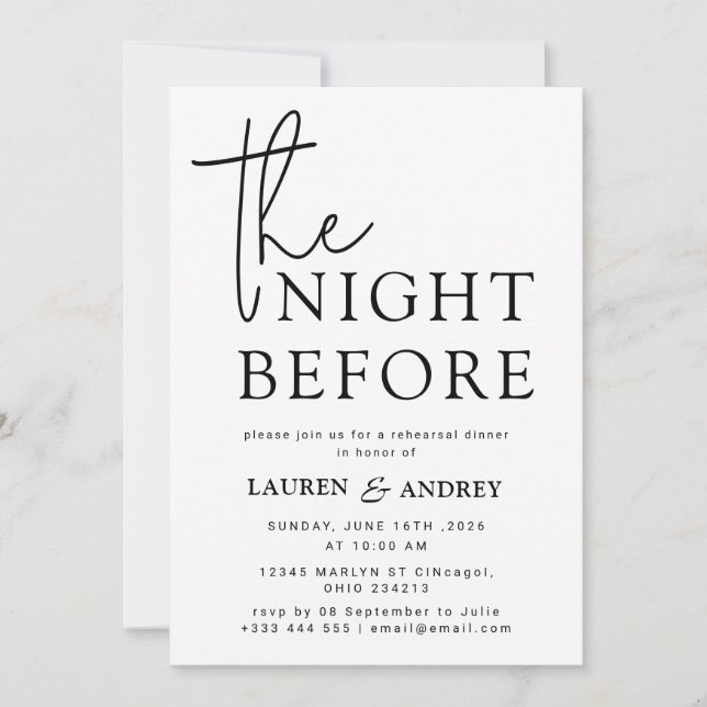 The Night Before Wedding Invitation Inbjudningar (Framsida)