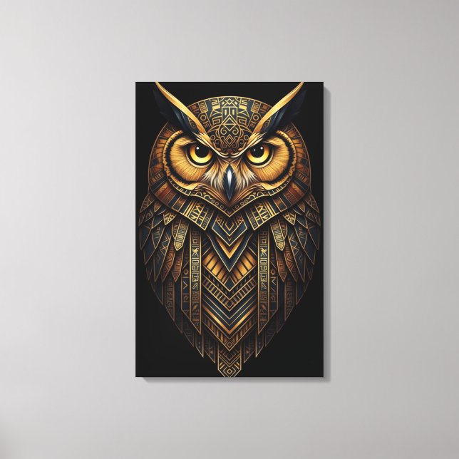 The Night Guardian – Abstract Owl with African  Canvastryck (Framsida)