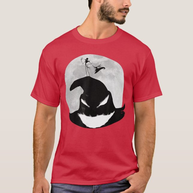 The Nightmare Before Christmas Oogie Boogie Moon v T Shirt (Framsida)