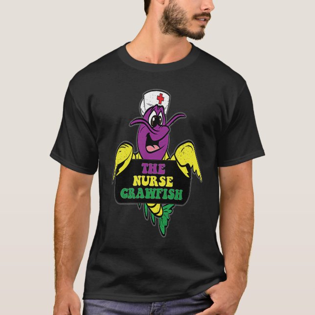 The Nurse Crawfish Mardi Gras Carnival Parade RN L T Shirt (Framsida)