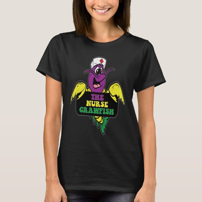 The Nurse Crawfish Mardi Gras Carnival Parade RN L T Shirt (Framsida)