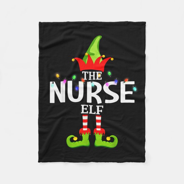 The Nurse Elf Christmas Matching Pajamas  Fleecefilt (Framsidan)