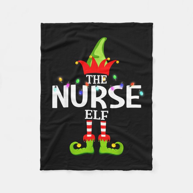 The Nurse Elf Christmas Matching Pajamas  Fleecefilt (Framsidan)