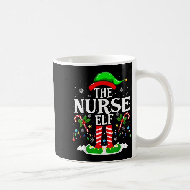 The Nurse Elf Christmas Nursing Funny Rn Christmas Kaffemugg (Höger)