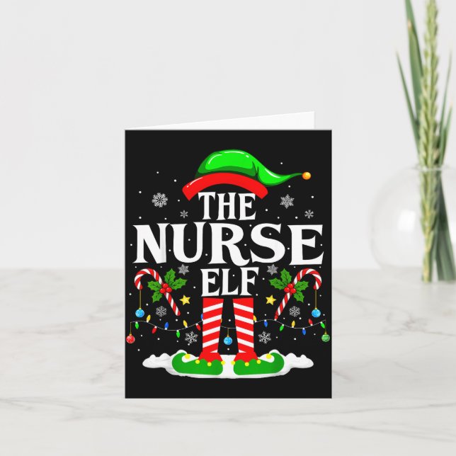 The Nurse Elf Christmas Nursing Funny Rn Christmas Kort (Framsida)