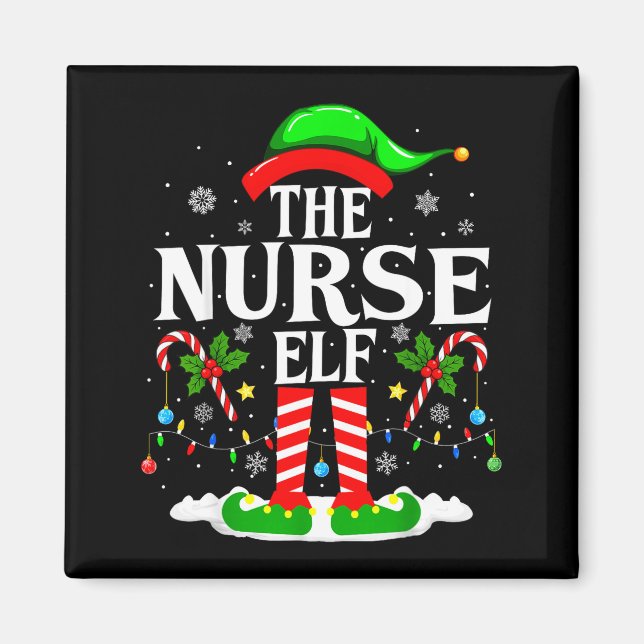 The Nurse Elf Christmas Nursing Funny Rn Christmas Magnet (Framsidan)