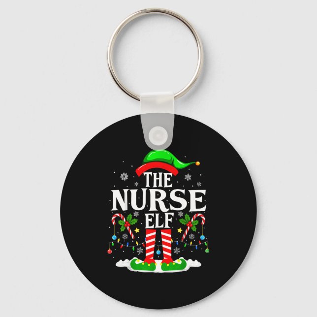 The Nurse Elf Christmas Nursing Funny Rn Christmas Nyckelring (Framsida)