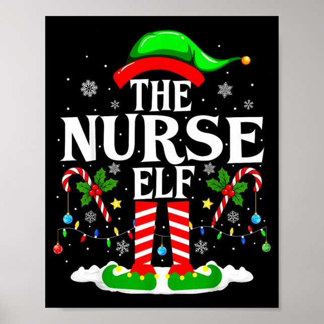 The Nurse Elf Christmas Nursing Funny Rn Christmas Poster (Framsidan)