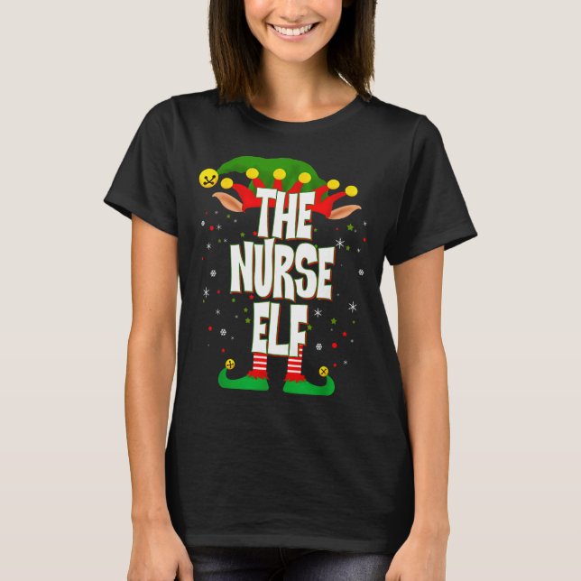 The Nurse Elf Christmas  T Shirt (Framsida)