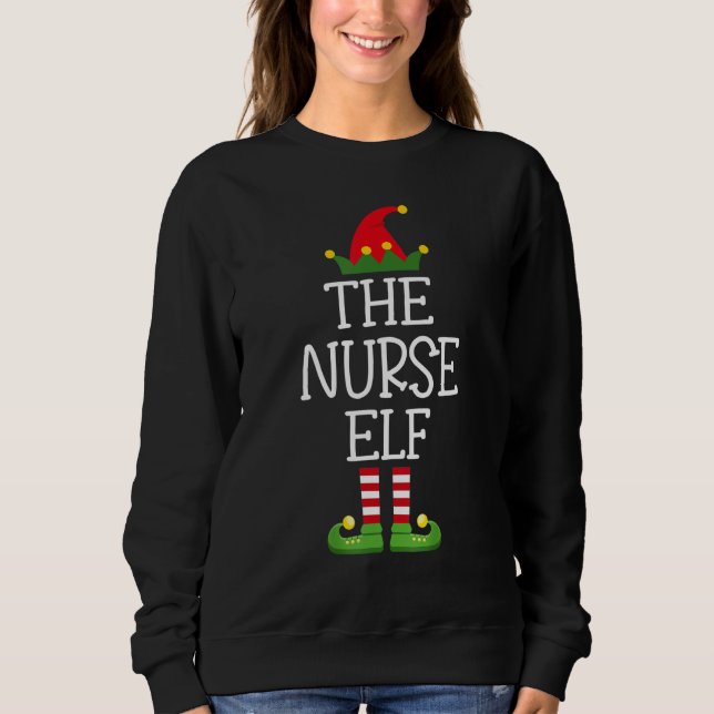 The Nurse Elf Family Matching Group Christmas T Shirt (Framsida)