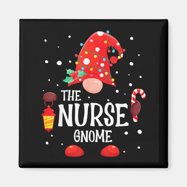The Nurse Gnome Matching Family Christmas Gnome Pa Magnet (Framsidan)
