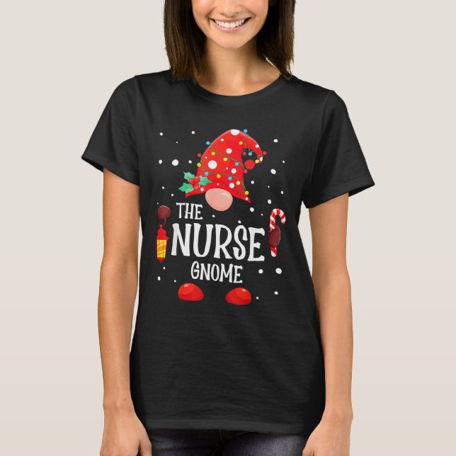 The Nurse Gnome Matching Family Christmas Gnome Pa T Shirt (Framsida)