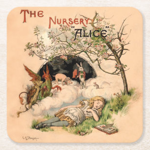 The Nursery Alice 1890 Vintage Wonderland Omslag Underlägg Papper Kvadrat