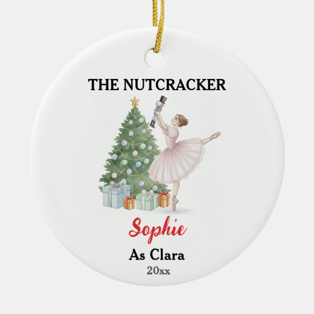 The Nutcracker Ballerina Custom Name & Role Julgransprydnad Keramik (Framsidan)