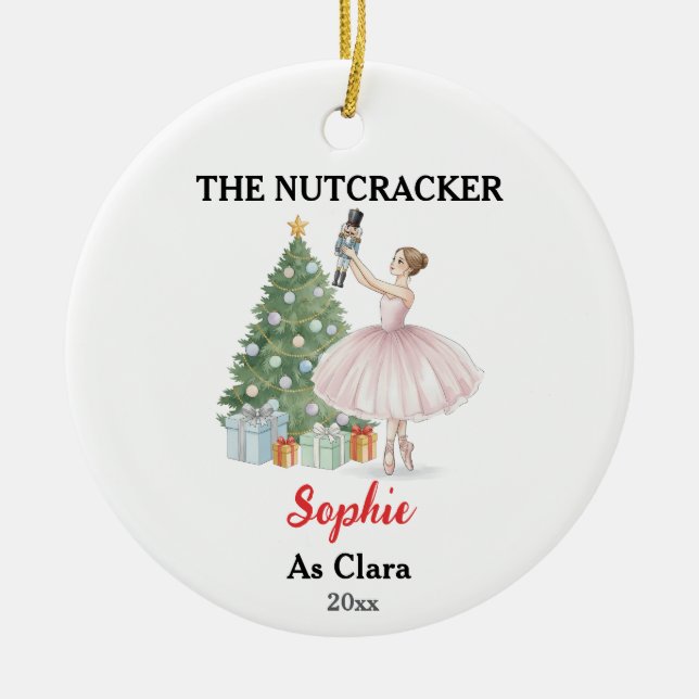 The Nutcracker Ballerina Custom Name & Role Julgransprydnad Keramik (Framsidan)