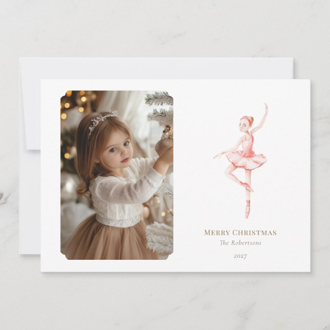 The Nutcracker Christmas Ballerina Photo Card  Julkort (Framsida)