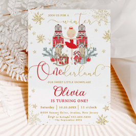 The Nutcracker Winter Onederland 1st Birthday Red Inbjudningar