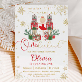 The Nutcracker Winter Onederland 1st Birthday Red Inbjudningar