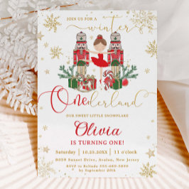 The Nutcracker Winter Onederland 1st Birthday Red Inbjudningar