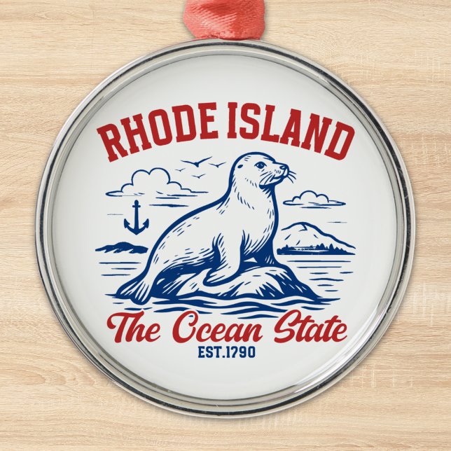 The Ocean State Seal – Rhode Island  Julgransprydnad Metall (Skapare uppladdad)