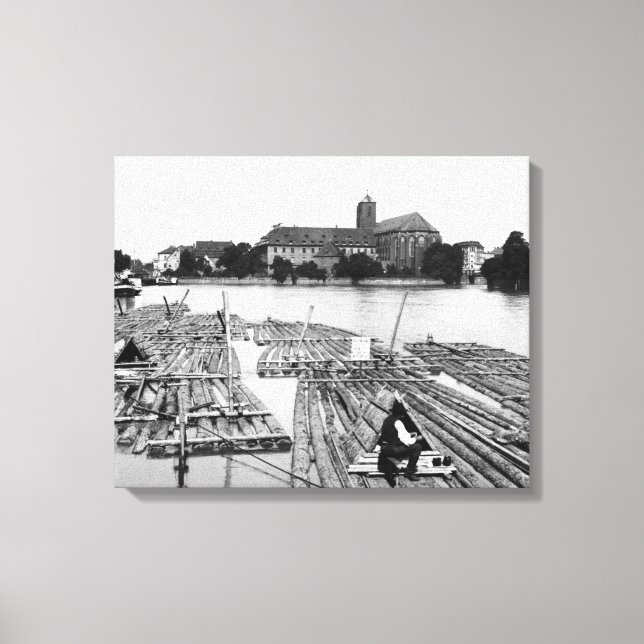The Oder at Breslau Poland, 1910 Canvastryck (Framsida)