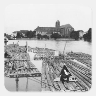 The Oder at Breslau Poland, 1910 Fyrkantigt Klistermärke