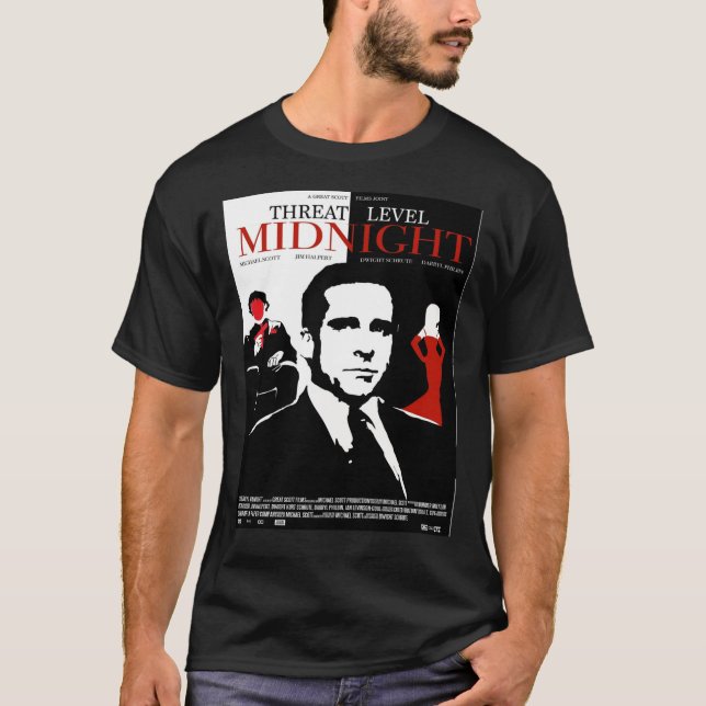 The Office Threat Level Midnight Movie Poster Post T Shirt (Framsida)
