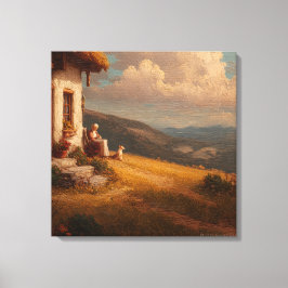 The Old Lady and Her Dog Canvastryck