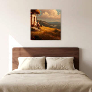 The Old Lady and Her Dog Canvastryck