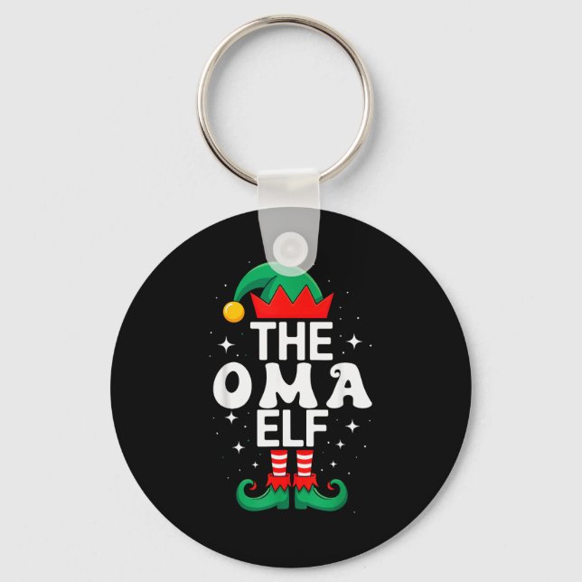 The Oma Elf Funny Christmas Matching Family Group  Nyckelring (Framsida)