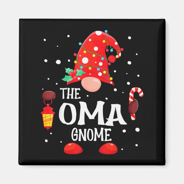 The Oma Gnome Matching Family Christmas Gnome Paja Magnet (Framsidan)