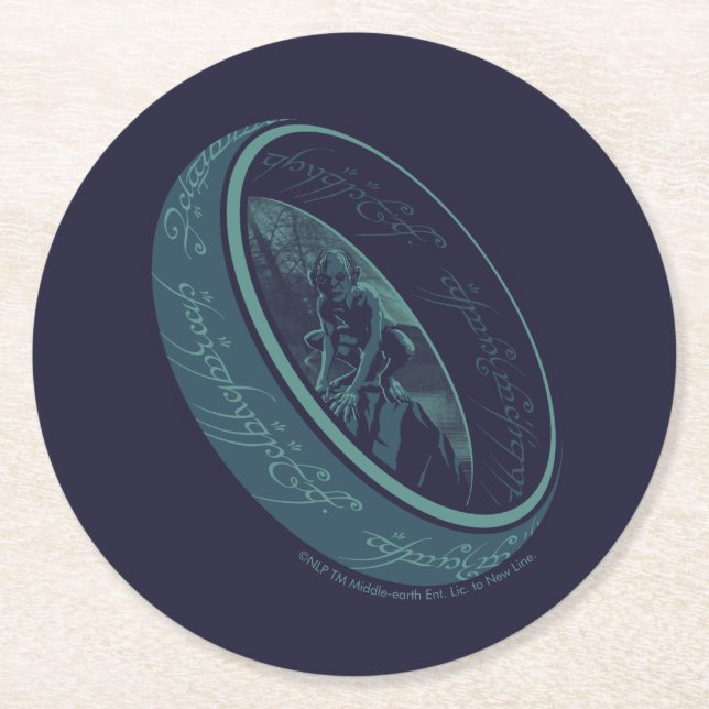 THE ONE RING™ GOLLUM™ Grafik Underlägg Papper Rund (Framsidan)
