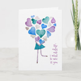The Only One I Want to Woo - Watercolour Love Card Tack Kort