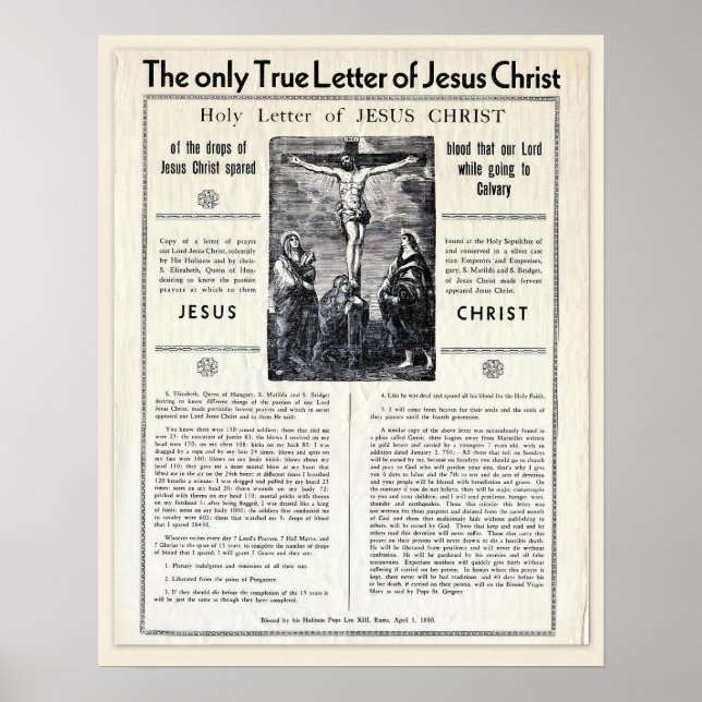The Only True Letter of Jesus Christ Poster (Framsidan)