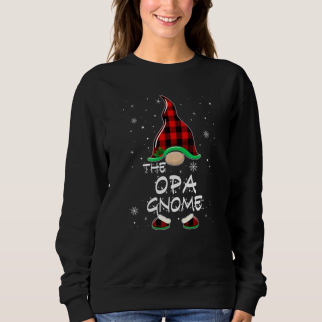 The Opa Gnome Red Buffalo Plaid Christmas Pajama T Shirt (Framsida)