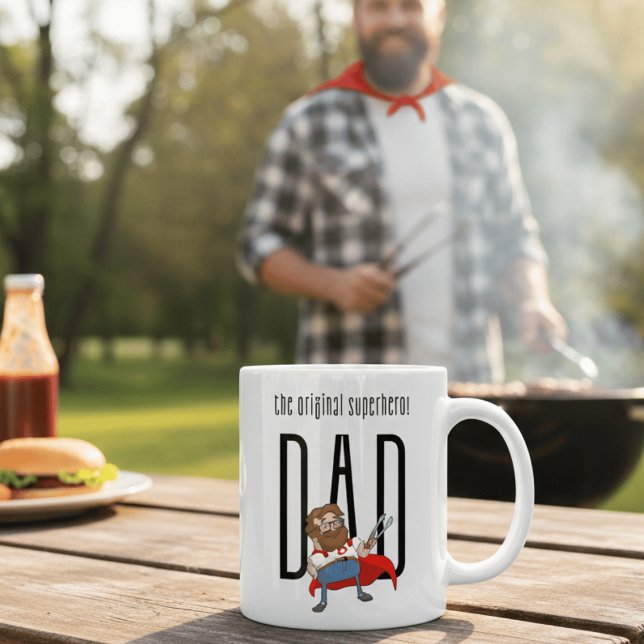 The Original Superhero Dad Funny Father's Day  Kaffemugg (Skapare uppladdad)