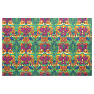 The Owl Retro Art Nouveau-mönster av Voysey Tyg
